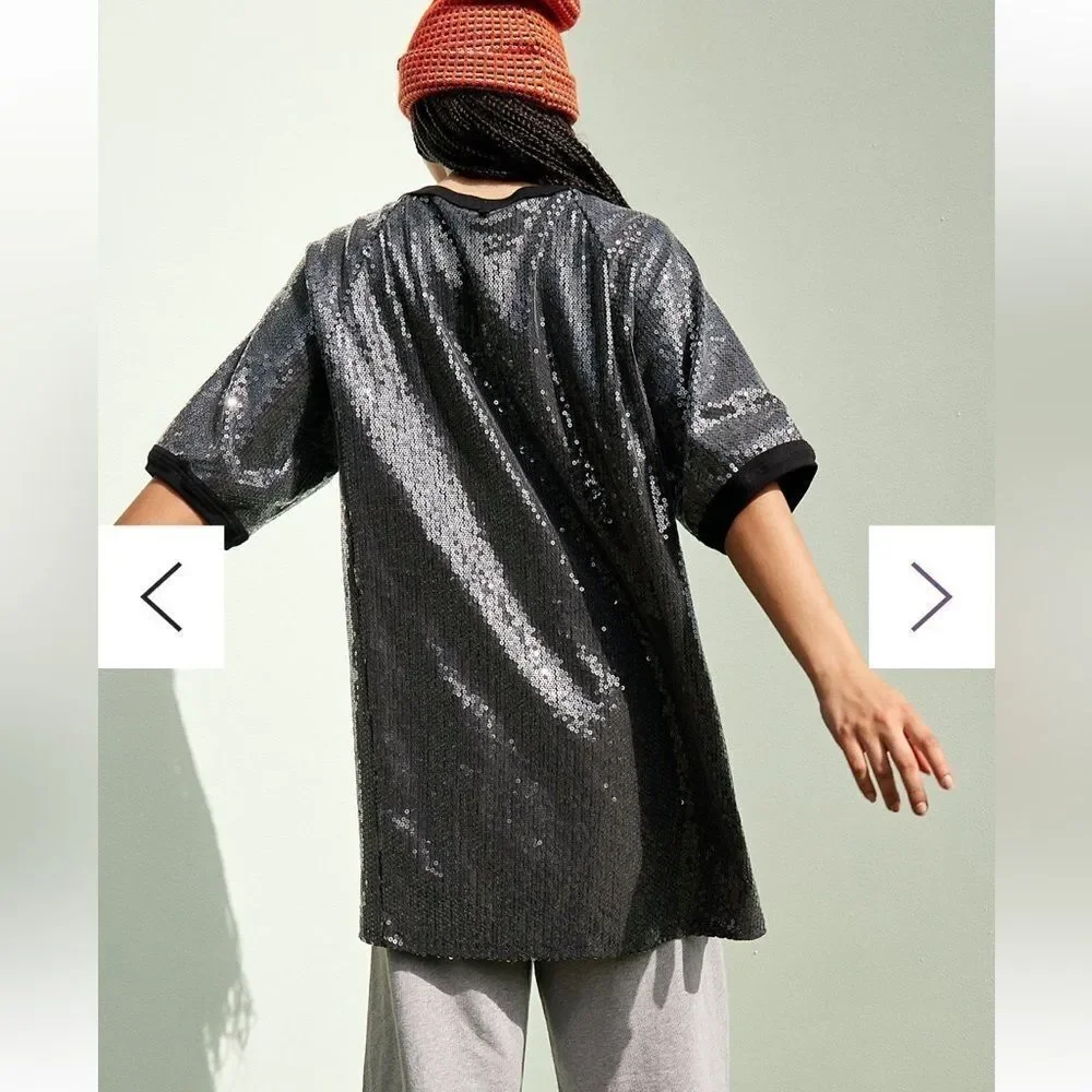 Free People Sequin Run Off TeeSize XS